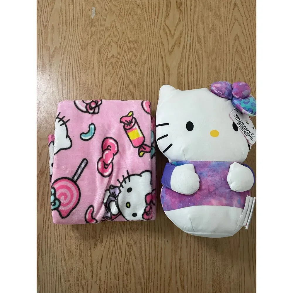 New Kids or Adults 2Pc Hello Kitty Character Cloud Pillow & Throw Set 40”x50”